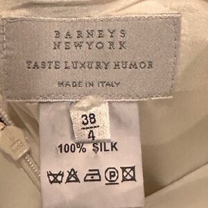 Barneys New York Cream Silk Sleeveless Dress